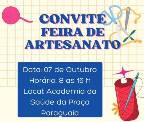 Feira de Artesanato acontece no dia 7 de outubro na praça Paraguaia